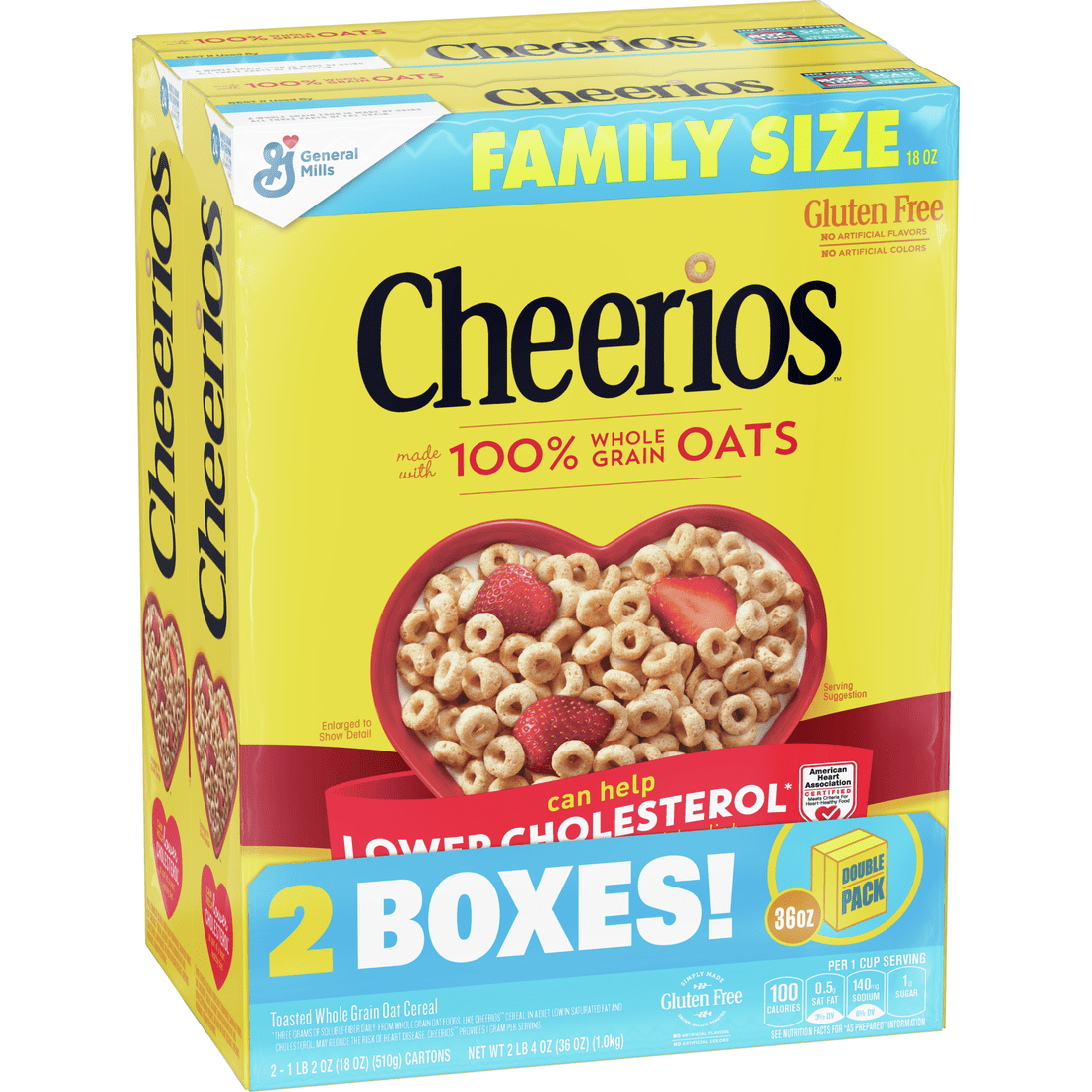 Cheerios Cereal, Gluten Free, Whole Grain Oats, 2 Pack18 Oz Boxes