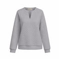 thumbnail image 6 of Quilted Sweatshirt Women Fall Casual V-Neck Long Sleeve Pullover for Travel Weekend Wear, XL, 6 of 7