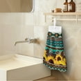 thumbnail image 3 of SEANATIVE Southwest Aztec Hand Towels for Bathroom Set of 2 Sunflower Hanging Hand Towels for Kitchen Highly Absorbent Hand Towels with Button Loop Fingertip Towel Indoor Home Decor, 3 of 7