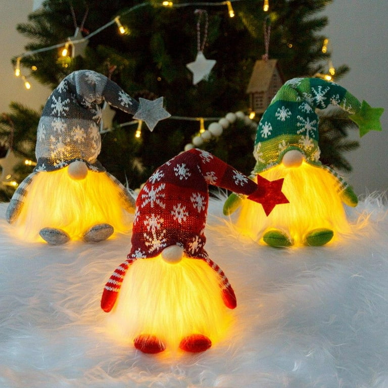 Christmas Gnomes-Christmas Sequins Rudolph Doll with Lights Christmas  Glowing Faceless Doll Ornaments, Christmas Santa Gnome Plush Doll Items  Under 3