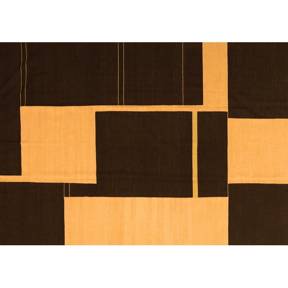 Ahgly Company Indoor Rectangle Abstract Orange Contemporary Area Rugs, 2' x 5'