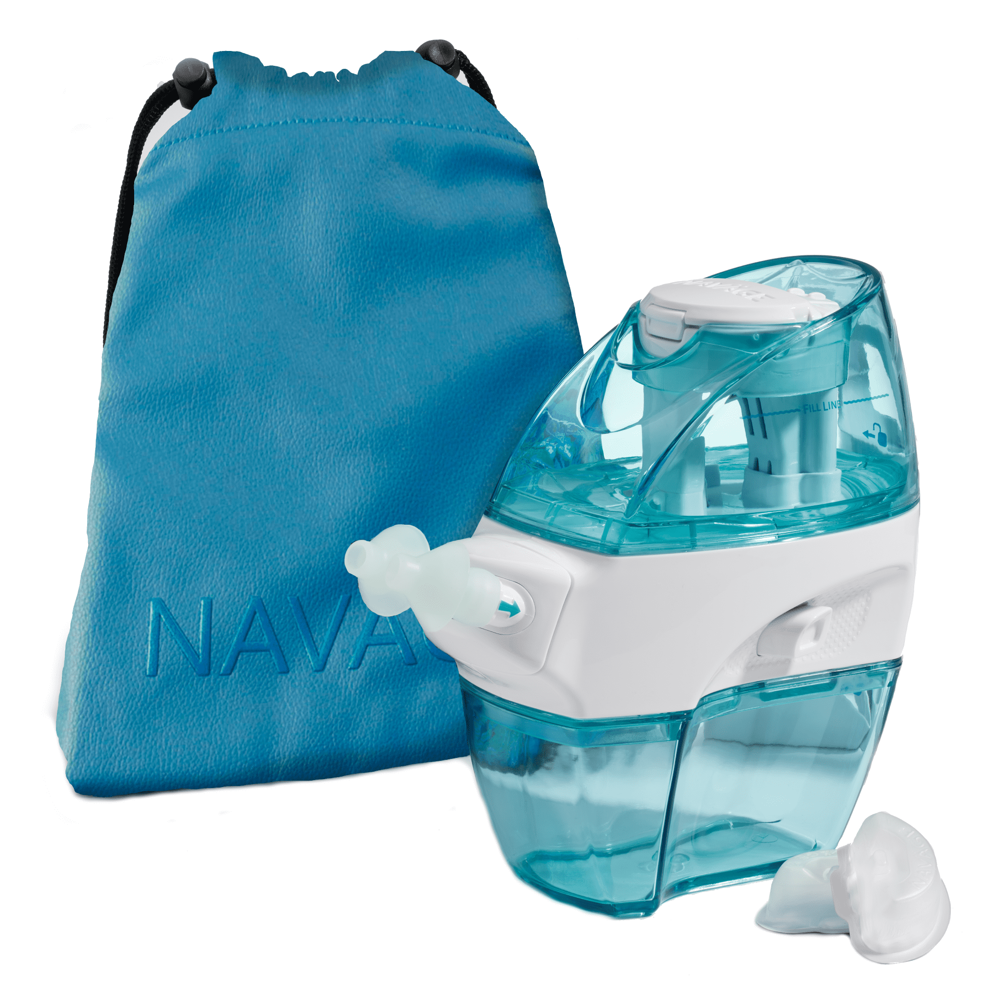 Navage Nasal Care TRAVEL Bundle: Nose Cleaner, Sky Blue Travel Bag, and 30 SaltPods