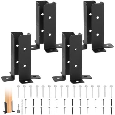 4x4 Post Base 10 Pcs, Inner Size 3.6"x3.6" Post Base Brackets Heavy Duty Powder Coated Post Anchor Matte Black Wood Post Brackets For Pavilion Deck Railing Support Deck Base Plate P 010662249831