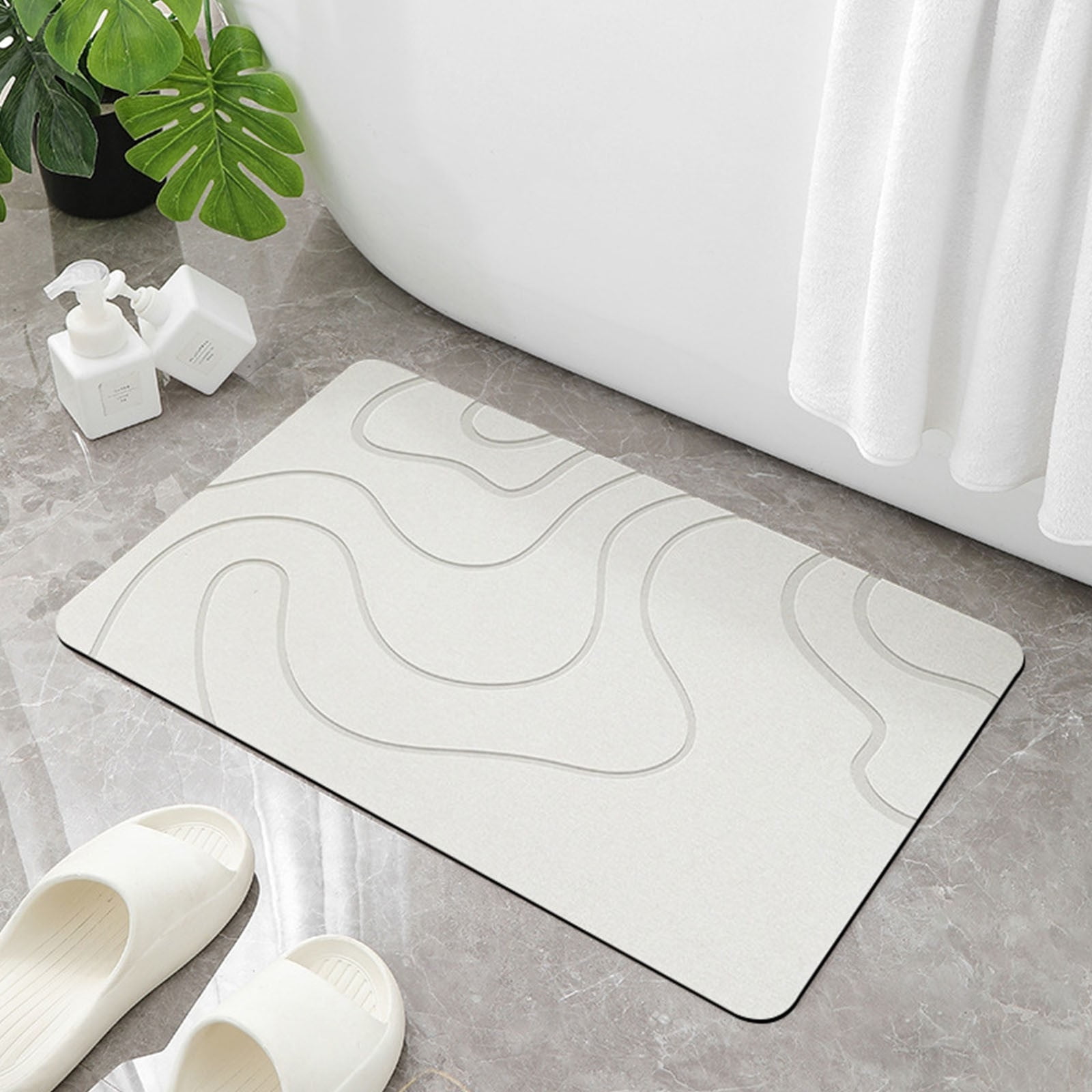 Bath Mat Diatomaceous Earth Shower Mat Non-Slip Super Absorbent Diatomite Stone Mats for Bathroom Floor Quick-Drying Easy to Clean 15.4" x 23.6"