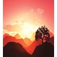 thumbnail image 3 of Mystic Duvet Cover Set, Oriental Sunset View with Tree and Mountains Mystique Hills, Decorative 3 Piece Bedding Set with 2 Pillow Shams, Queen Size, Coral Orange Dark Brown, by Ambesonne, 3 of 3