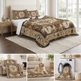 thumbnail image 6 of Full Quilt Set 78''x90'', Brown Boho Lightweight Bedspread Coverlet Set with 2 Pillow Shams, Retro Western Rustic Ethnic Tribal Patterns Breathable All Season Quilt Bedding for Bedroom/Guest Room, 6 of 9