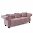 thumbnail image 2 of Furntsy Tufted Chesterfield Velvet Upholstered Sofa with Nailhead Decoration, Pink, 2 of 10
