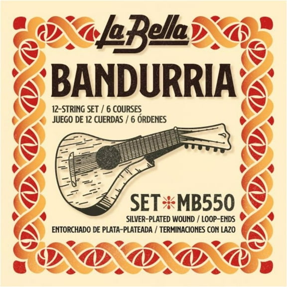 La Bella OU80A Oud String 12- String Set Arabic FF Tuning Plain Nylon Silver- Plated Wound 22-33