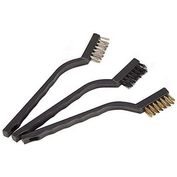 Haobase 6Pcs Wire Brush (Stainless Steel  Brass Nylon) Scratch Brush, Curved Handle Masonry Brush Wire Bristle for Cleaning Welding Slag Rust Dust and Outdoor Drill Grill