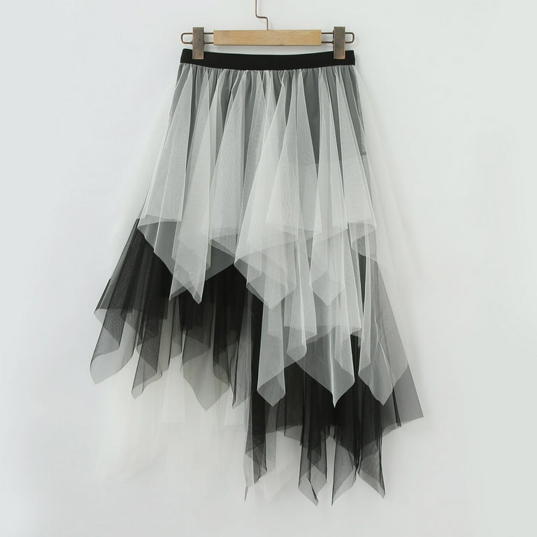 Flared Skirt White Tulle Mesh Midi Skirt NIEWTR Women Mesh Midi