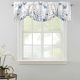 thumbnail image 2 of Tie Up Valance Curtain for Kitchen,Watercolor Spring Blue Flower Butterfly Rod Pocket Short Curtains Adjustable Tie-Up Shade Valances,Pastoral Floral Window Treatment for Bathroom Living Room Bedroom, 2 of 9