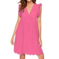 thumbnail image 1 of Ketyyh-chn99 Robes d'Été pour Femmes Grande Taille Robe Mini Robe de Fête Combinaisons Manches à Volants Shorts Robe Mini Rose Vif,TP, 1 of 5