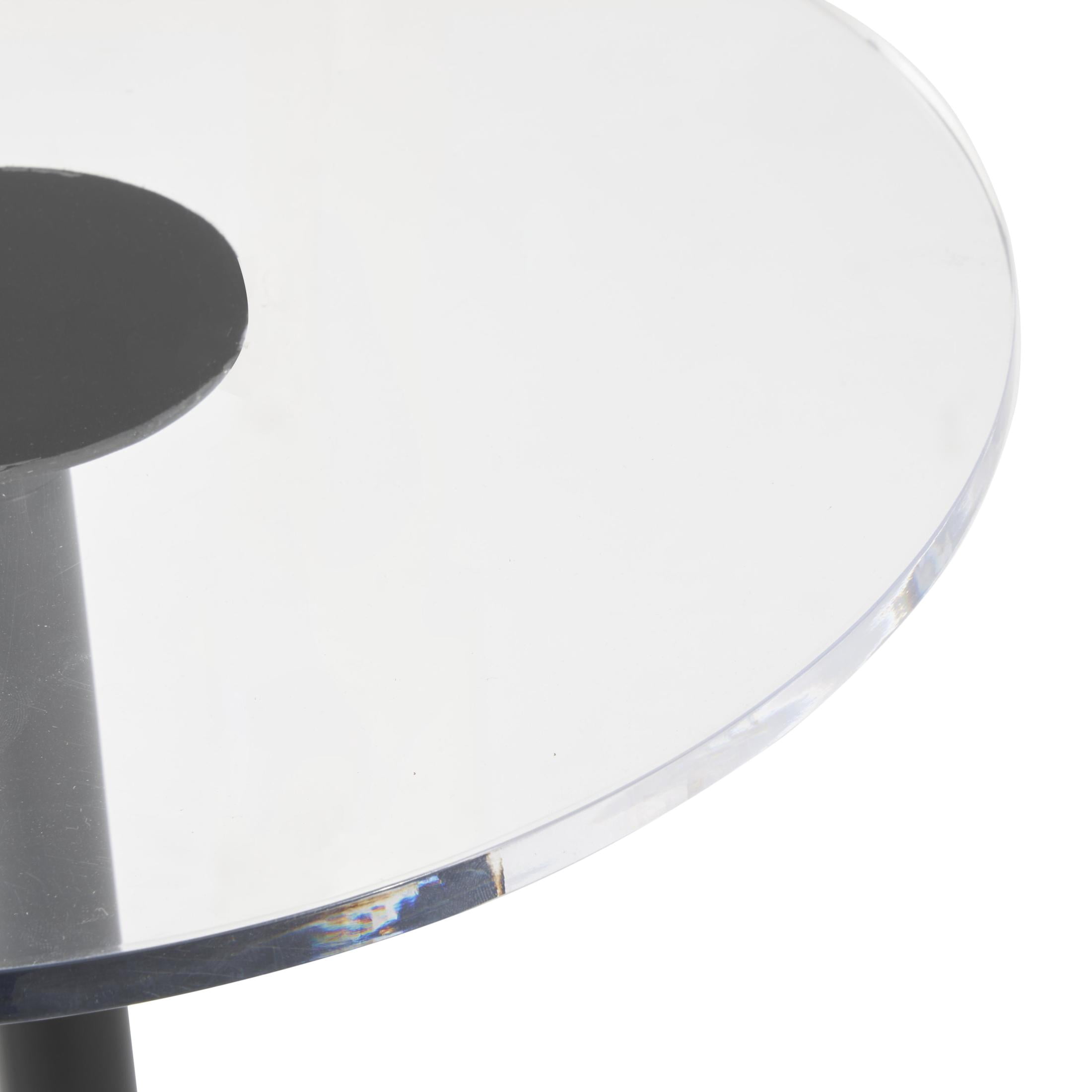 DecMode 13" x 26" Black Metal Pedestal Accent Table with Clear Acrylic Tabletop, 1-Piece