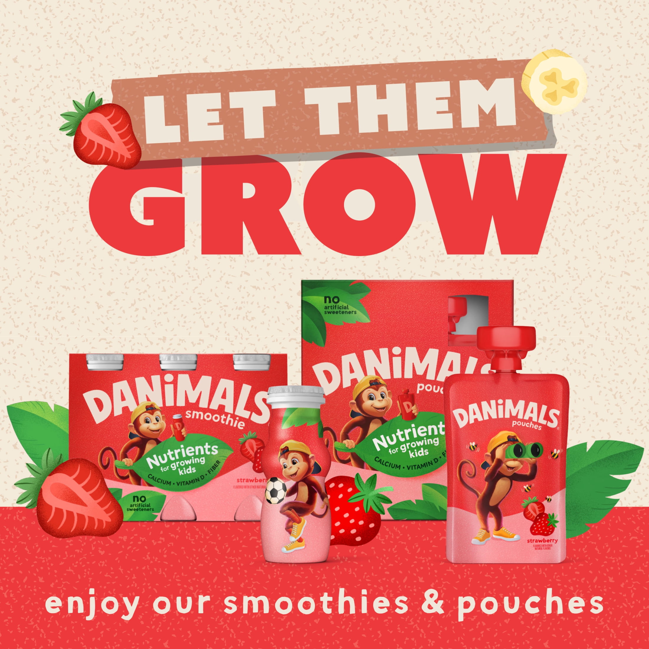 Danimals Smoothie Strawberry and Mixed Berry Low Fat Dairy Drink Smoothie Bottles Multi-Pack, 3.1 fl oz, 12 Count​