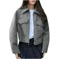 thumbnail image 2 of Chaqueta y abrigo informal de manga larga sin capucha para mujer, de invierno, de color liso, con cremallera, bolsillos dobles, blusa corta de manga larga para mujer, 2 of 6