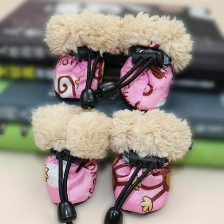 Tinkercad Pet Winter Rain Boots Set Fleece Liner Cartoon Waterproof Shoes for Dogs