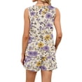 thumbnail image 5 of Iaqnaocc 2 Piece Sets for Women Casual Short Sets for Women Vintage Floral Print Square Neck Tank Top and Shorts Summer Outfits Lounge Sets for Women Matching Sets Women Clothing Purple XL, 5 of 5