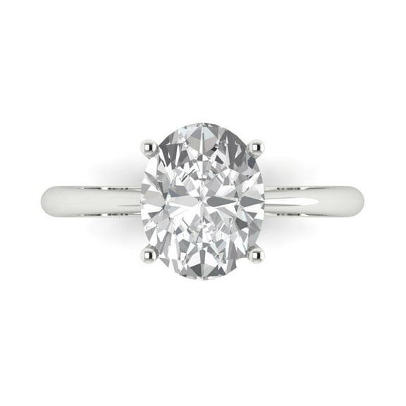 2.5ct Oval Cut White Sapphire 18k White Gold Engraving Statement Bridal Wedding Solitaire Designer Ring Size 11