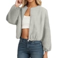 thumbnail image 2 of Cropped Jacket for Women 2025 Long Sleeve Lightweight Crewneck Zip Up Casual Jackets with Pockets Outerwear, 2 of 6