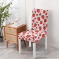 thumbnail image 4 of Strawberry Print Dining Chair Covers 4 Pack Fresh Red Berry Design Washable Polyester Stretch Slipcovers Removable Seat Protector for Fruity Home Look, 4 of 7