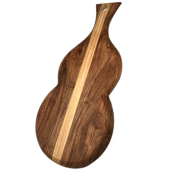 Mountain Woods Natural Brown Violin Serving/Cutting board Made With Organic Acacia Wood, 18”X8.5”X.625”