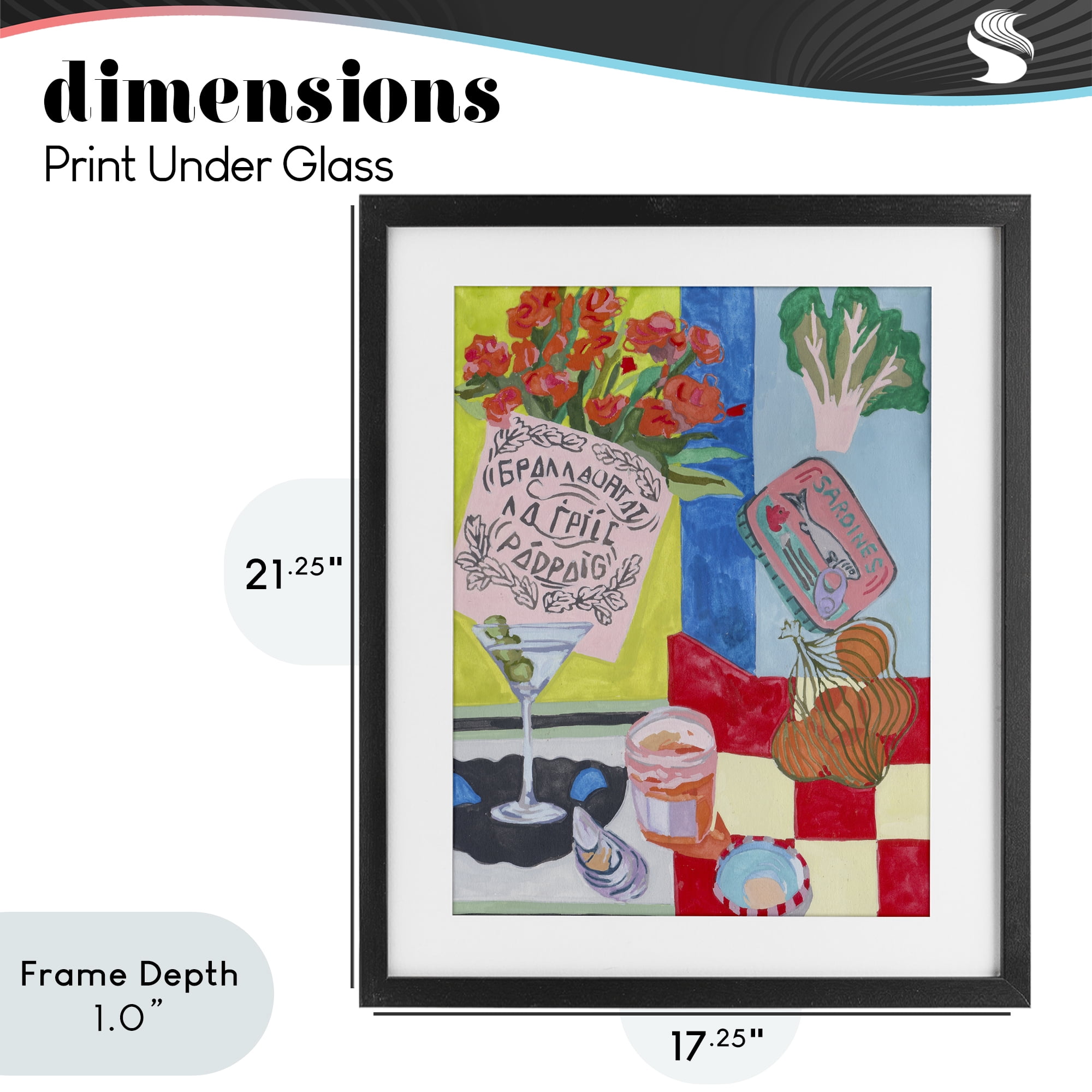 Stupell Industries Kitchen Checkered Still Life Black Framed Print Under Glass, design by Melissa Wang