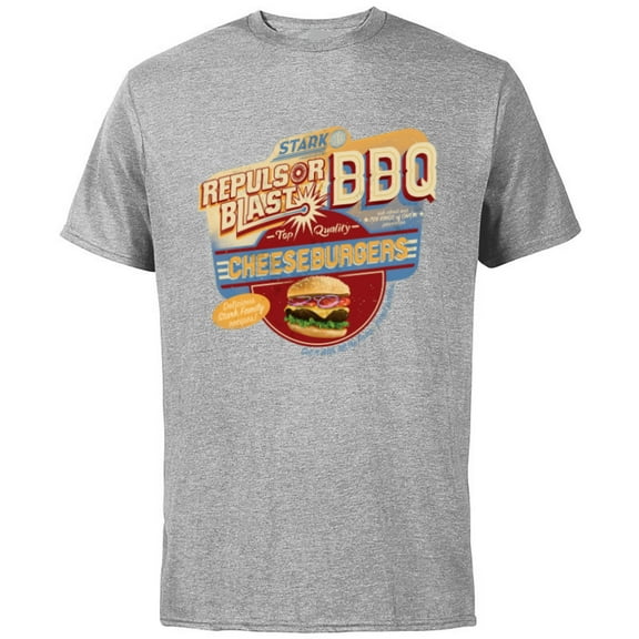 Marvel Eat The Universe Repulsor Blast BBQ Cheeseburger - Short Sleeve Cotton T-Shirt for Adults - Customized-Athletic Heather