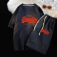 thumbnail image 5 of Conjunto de verano Superdry Ultimate Dry para hombre, camiseta y pantalones cortos deportivos de moda coreana, conjunto de talla holgada informal de calle para hombre, 5 of 5