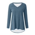 thumbnail image 5 of Lindreshi Long Sleeve Shirts for Women Plus Size Women Casual V-Neck T-Shirt Loose Long Sleeve Tops Solid Blouse, 5 of 5