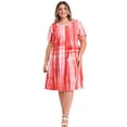 thumbnail image 2 of GRACE & GRANDEUR Vestido de Talla Grande para Mujer con Pliegues en Forma de Diente, Decoración de Botones, Estampado de Tie Dye, Cuello Redondo, Manga Corta, Vestidos Casual con Bolsillos 2X Naranja, 2 of 5