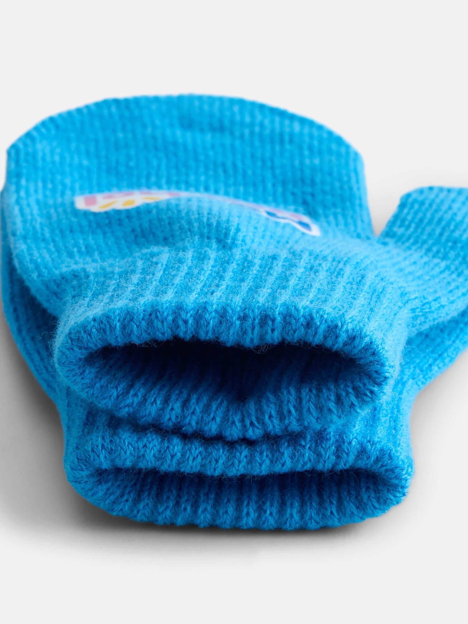 Ms. Rachel Toddler Unisex Ribbed Knit Pom Beanie and Mittens Set, 2 Piece
