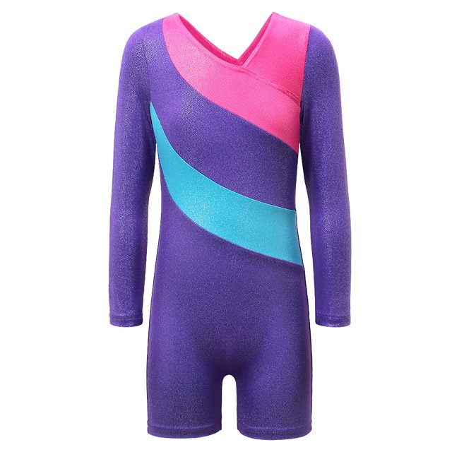 Maillot de gimnasia BAOHULU para niñas pequeñas, color morado, manga larga
