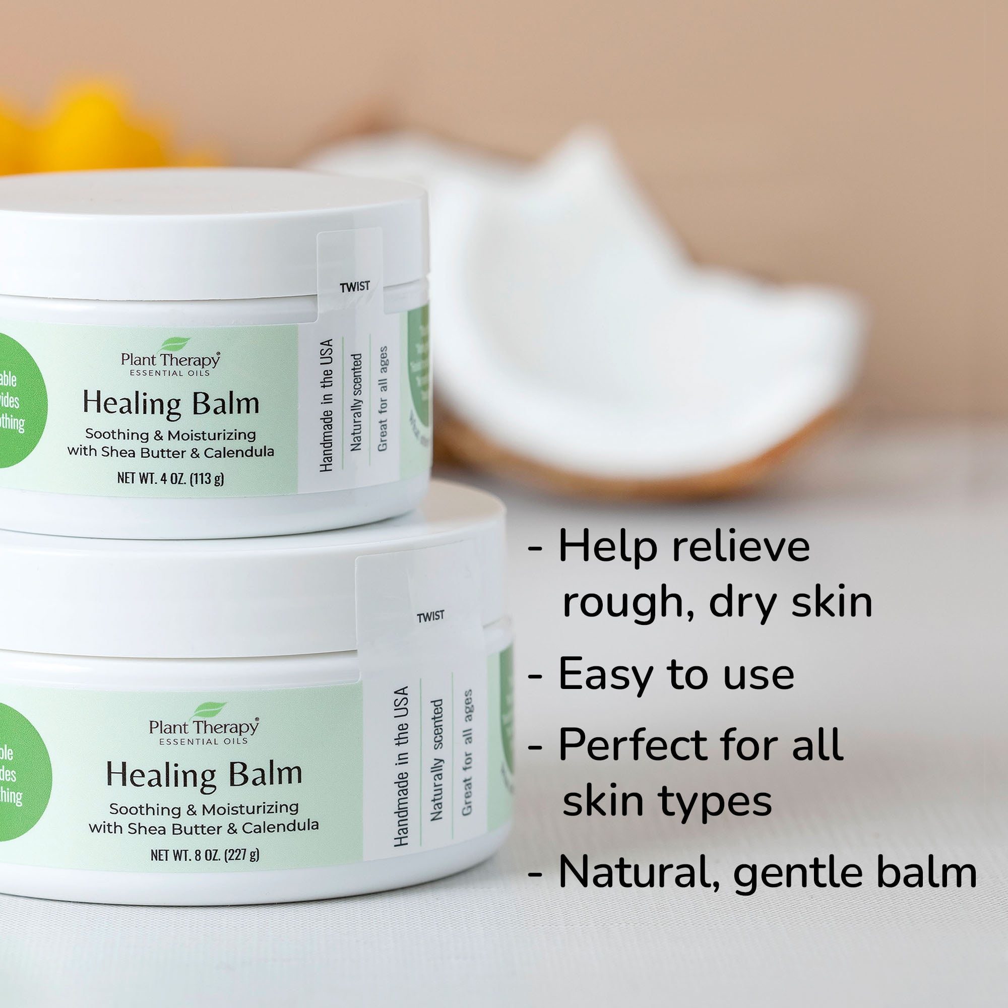 Plant Therapy Healing Balm 8 oz 100% Pure & Natural, Nutrient-Rich Botanical Formula, Soothing Ingredients: Shea Butter, Tamanu Oil, and Calendula Extract