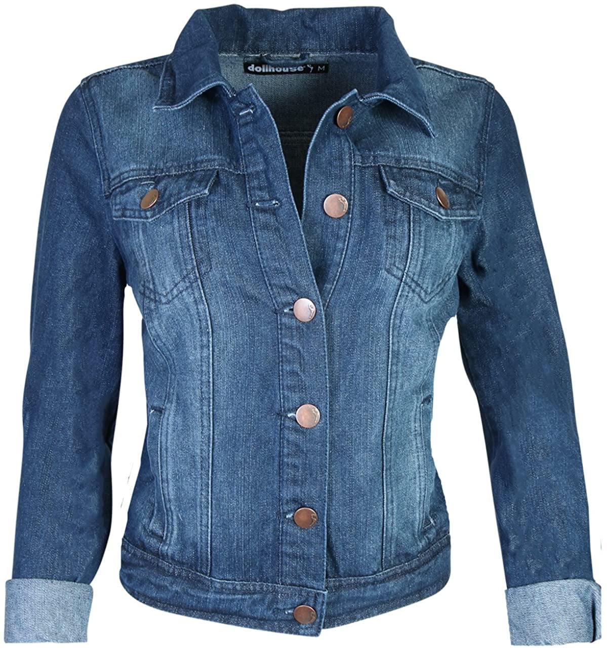 dollhouse Women’s Jacket - Basic Denim Classic Crop Jean Jacket (Size ...