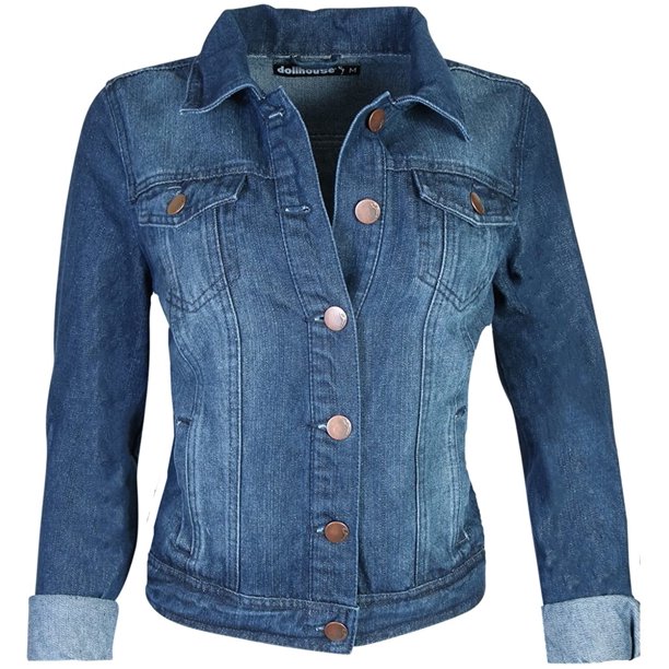 dollhouse Women’s Jacket Basic Denim Classic Crop Jean Jacket (Size