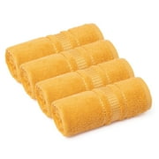 Melissa Linen, Washcloths Pack, Premium Cotton, Quick Dry, Soft, Absorbent 12 x 12, 4 Piece, Honey Yellow