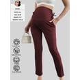 thumbnail image 4 of Bearsland Women's Plus Size Maternity Pants Drawstring Maternity Leggings Over The Belly Stretchy Straight Pregnancy Pants with Pockets 2-Pack, 4 of 7