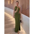 thumbnail image 4 of Women's One Shoulder Cut Out Maxi Dress, Solid Color High Slit Sexy Bodycon Dress for Vacation Party, 4 of 5