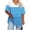 Blue, variant on Staron Plus Size Summer T-Shirts for Women Striped Printed V Neck Short Sleeve Casual Loose Oversized Basic Tee, Blue 3XL