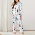 thumbnail image 3 of Junzan Nautical Lighthouse Sailboat Print Womens Pajama Sets,Long Sleeve Button Down For Women Pjs 2 Piece, 3 of 9