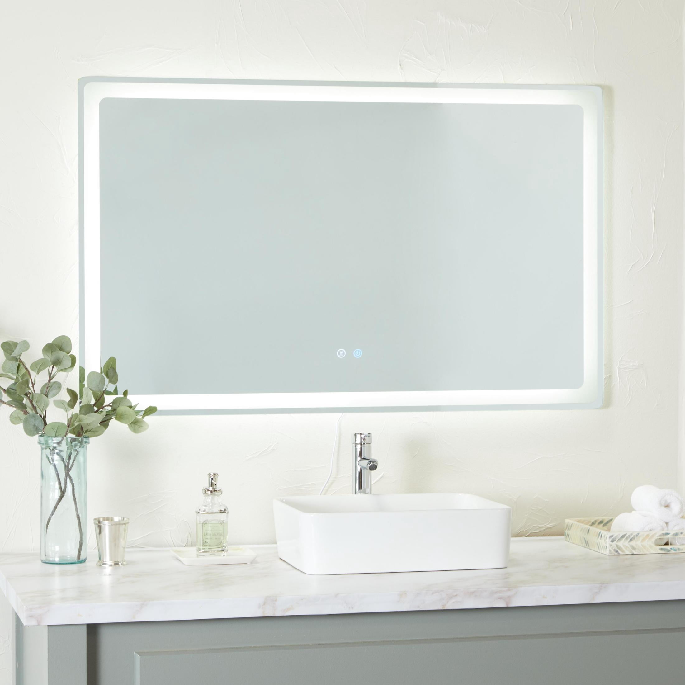 DecMode 51" x 32" Silver Anti Fog Mirror with LED Light