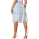 thumbnail image 3 of Faldas florales para mujeres INSPIRE CHIC, falda de gasa de verano con cintura elástica fruncida, corte A, por debajo de la rodilla, con volantes, talla L, azul claro, 3 of 5