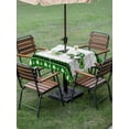 thumbnail image 2 of Square Outdoor Tablecloth With Umbrella Hole And Zipper– Gnomes St. Patrick's Day Waterproof Patio Table Cover for Party, Picnic, Backyard, 54"x54" , Lucky Charmed Blessed Rustic Wood, 2 of 8