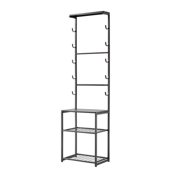 Heavy Duty Steel Floor Standing Gun Rack with Storage Shelf Holds 5 Rifles Shotguns for Home Garage Hunting Long Gun Storage