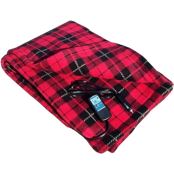 Car Cozy 2 12-Volt Heated Fleece Travel Blanket 58" x 42" w/30-45 min. timer (Red Plaid)