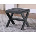 thumbnail image 4 of Velvet Fabric Upholstered Square Accent Bench in Black, 4 of 5