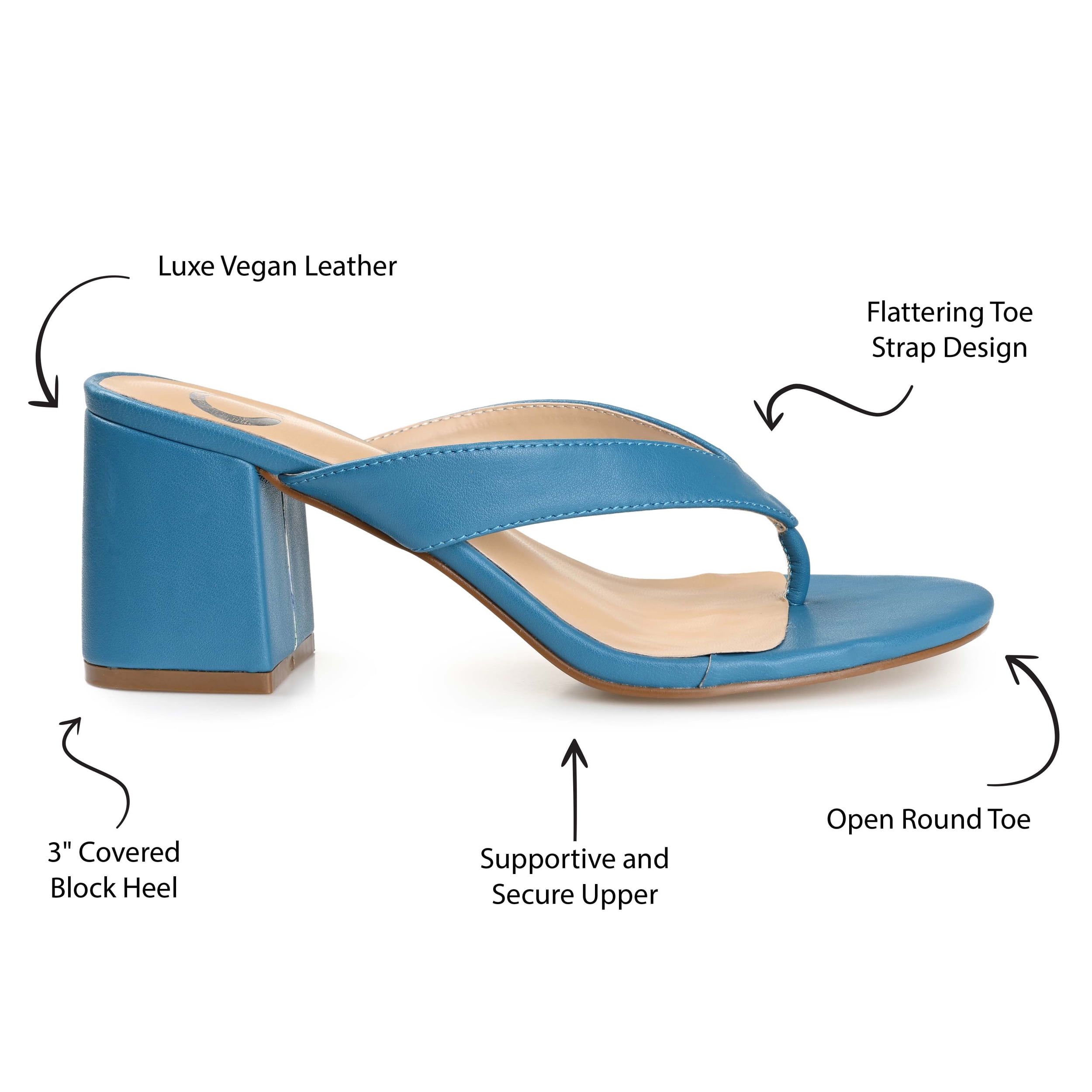 Journee Collection Womens Alika Slip On Block Heel Sandals