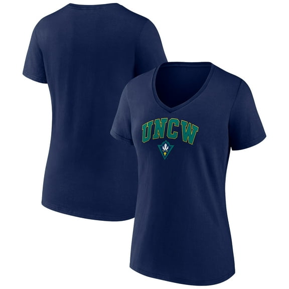Women's Navy UNC Wilmington Seahawks Campus V-Neck T-Shirt
