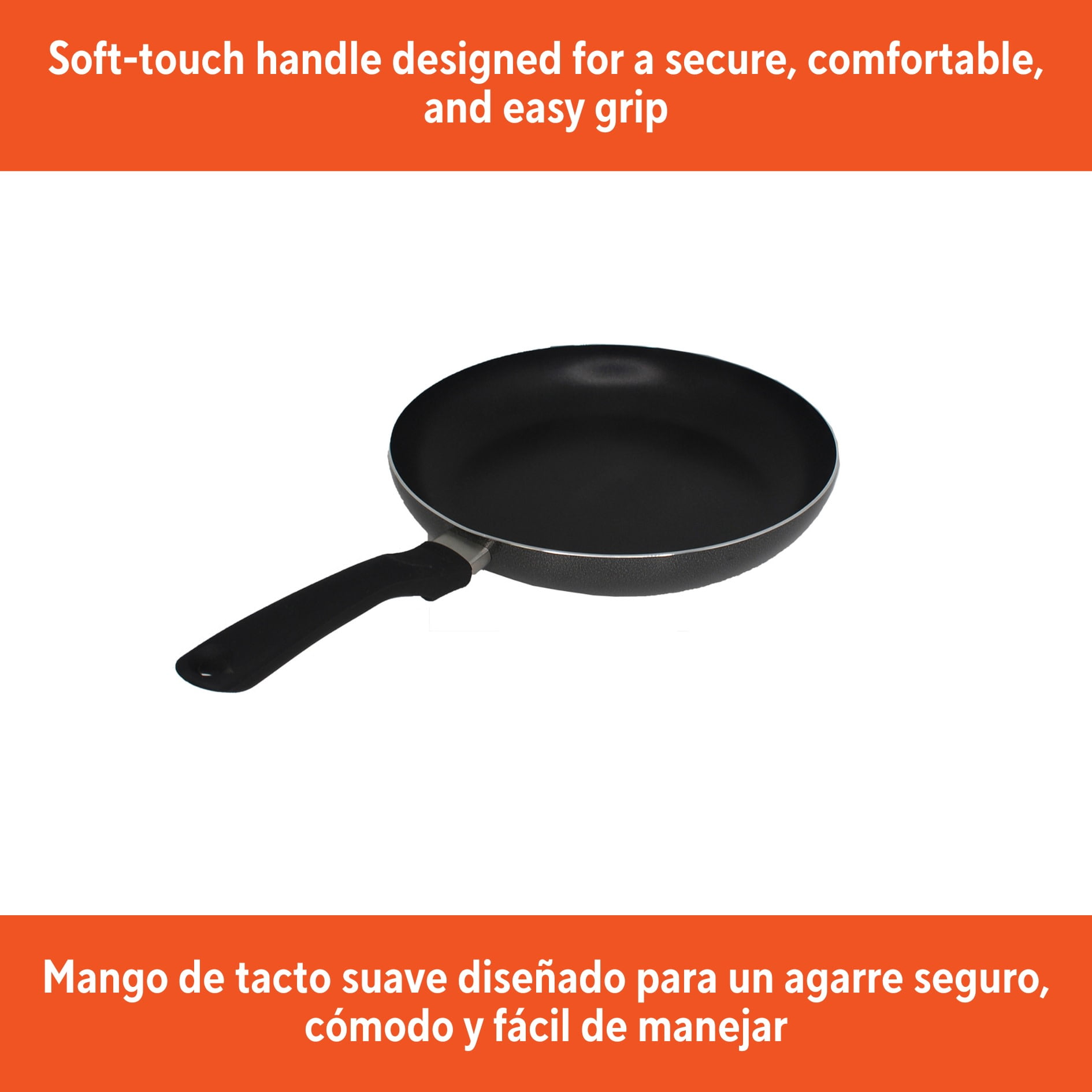 (2 pack) IMUSA  12in Charcoal Aluminum Nonstick Fry Pan with Soft Touch Handle, Black