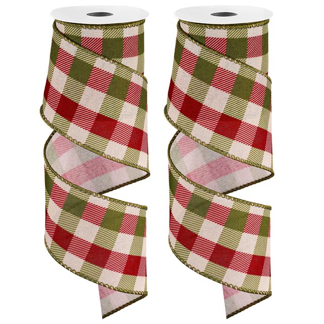Cinta decorativa Whaline Buffalo Check Wired Edge, 2.5 pulgadas x 10 yardas